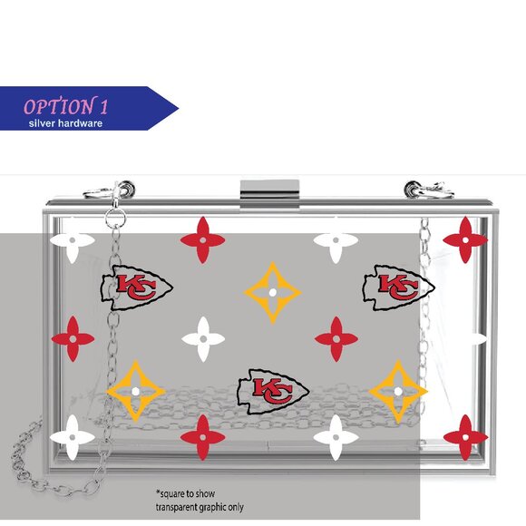 Chiefs pattern (Double Sided) Clear Acrylic Clutch - Picture 1 of 2